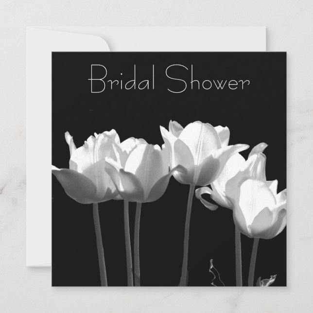 Tulips, B&W Bridal Dusche Einladungen (Vorderseite)