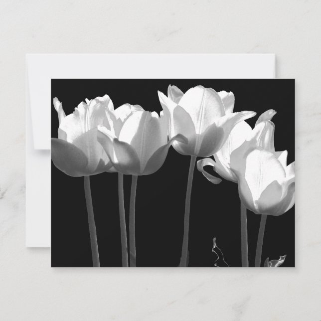 Tulips, B&W Wedding Einladung (Vorderseite)