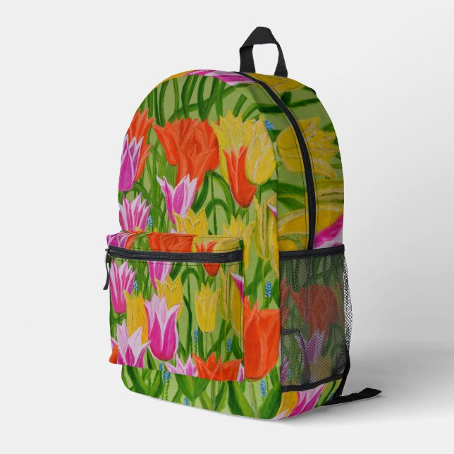 Tulips Bedruckter Rucksack (Rückseitige Ecke Rechts)