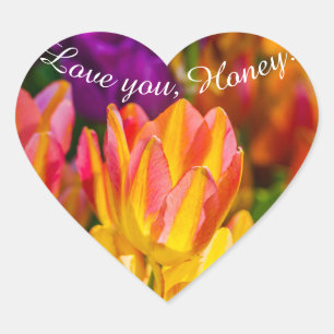 Tulips Bezaubernde Liebe du, Liebling! Herz-Aufkleber