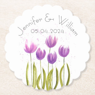 Tulips Blume Aquarell Gelbe Rustikale Hochzeit Untersetzer