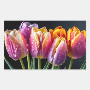 Tulips Blume Farbenfrohe Blossom Dekoration Blosso Rechteckiger Aufkleber