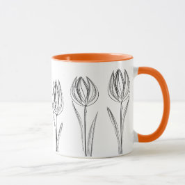 Tulips Blume Zeichnend Gärtnerische Tasse