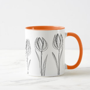Tulips Blume Zeichnend Gärtnerische Tasse