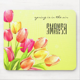 Tulips Bouquet Monogram Mousepad