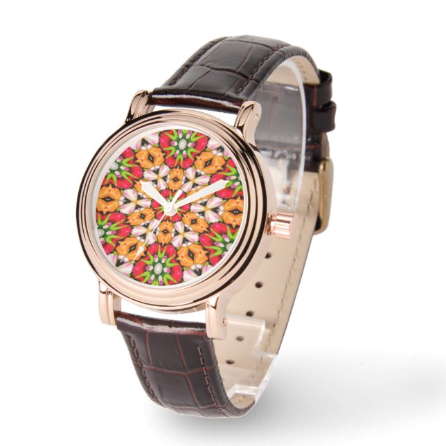 Tulips Bouquet Pattern Armbanduhr (Winkel)