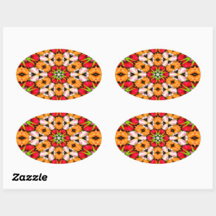 Tulips Bouquet Pattern Ovaler Aufkleber