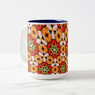Tulips Bouquet Pattern Zweifarbige Tasse