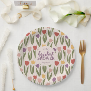 Tulips Brautparty Personalisiert Pappteller