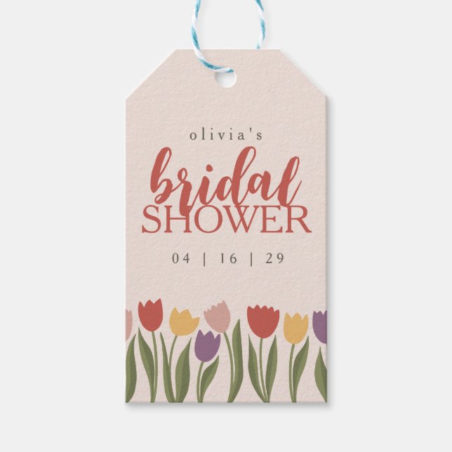 Tulips Bridal Dusche Einladung Geschenkanhänger (Vorderseite)