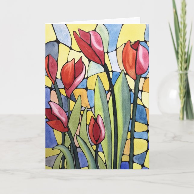 Tulips-Buntglas - Blank in der Grußkarte Karte (Vorderseite)