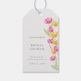 Tulips Calligraphy Pink Spring Boho Brautparty Geschenkanhänger