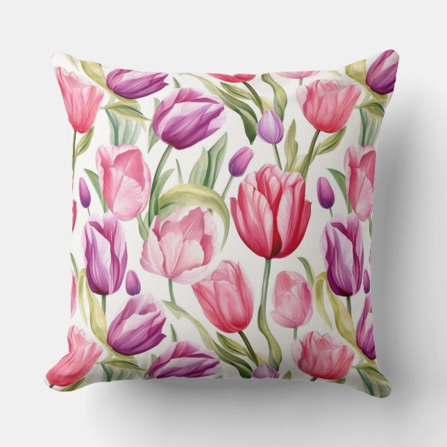 Tulips Cotton Throw Kissen (Vorderseite)