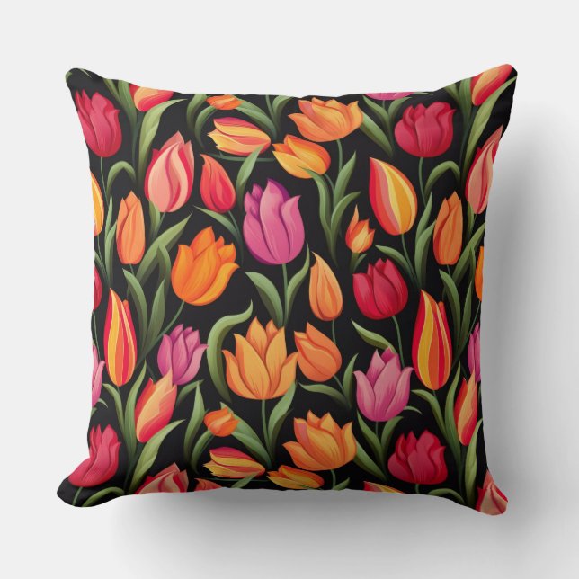 Tulips Cotton Throw Kissen (Vorderseite)