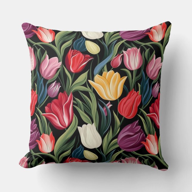 Tulips Cotton Throw Kissen (Vorderseite)