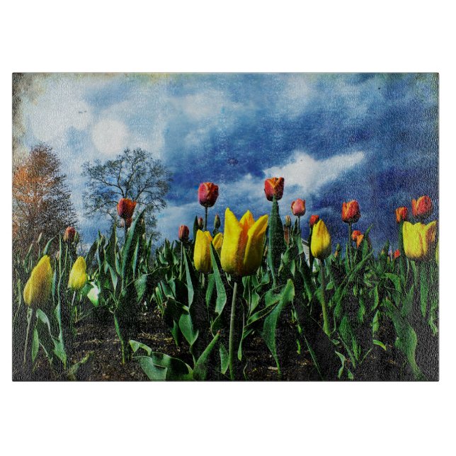 Tulips Drama Glass Cutting Board Schneidebrett (Vorderseite)