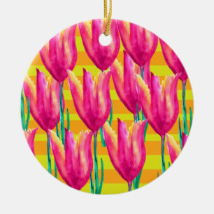 Tulips Dutch, Stripes Circle Ornament