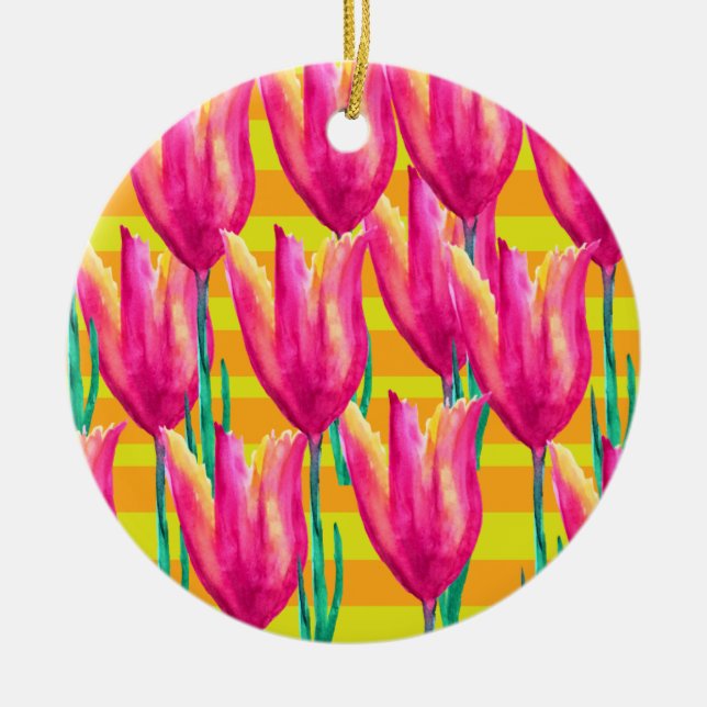 Tulips Dutch, Stripes Circle Ornament (Vorne)