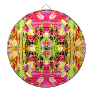 TULIPS - Farbige Tulpen Fraktal Art - Dartscheibe