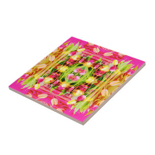 TULIPS - Farbige Tulpen Fraktal Art - Fliese