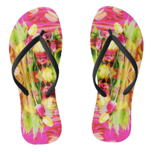 TULIPS - Farbige Tulpen Fraktal Art - Flip Flops
