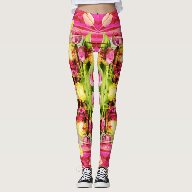 TULIPS - Farbige Tulpen Fraktal Art - Leggings (Vorderseite)
