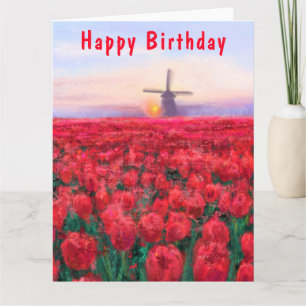 Tulips Field Birthday Card Spring in Niederlande Karte