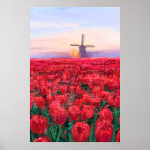 Tulips Field - Landschaft - Frühjahr in den Nieder Poster