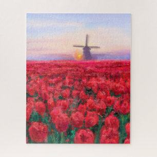 Tulips Field - Landschaft - Frühjahr in den Nieder Puzzle