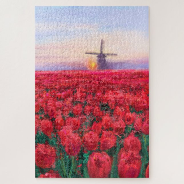 Tulips Field - Landschaft - Frühjahr in den Nieder Puzzle (Vertikal)