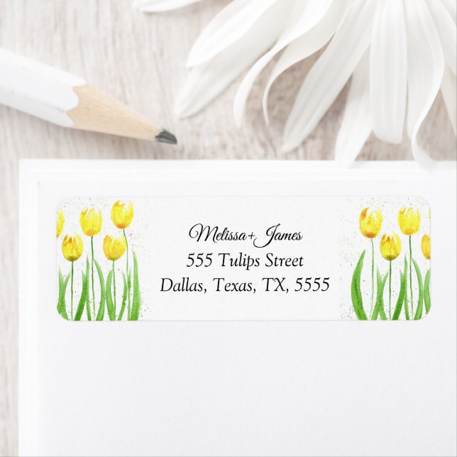 Tulips Floral Watercolor Hochzeit Rücksendeadresse (Insitu)