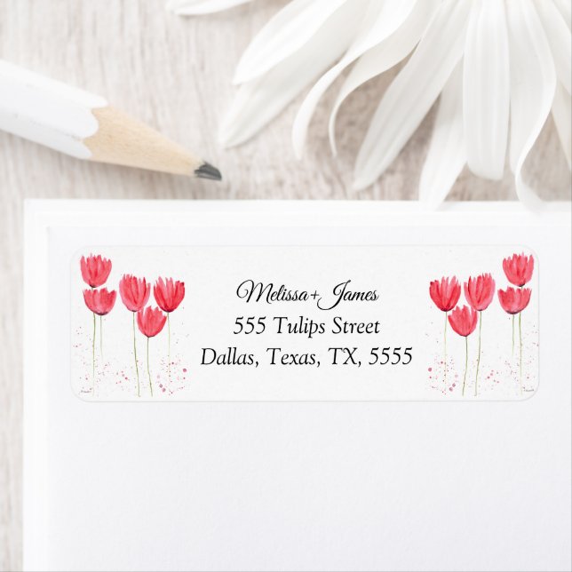Tulips Floral Watercolor Hochzeit Rücksendeadresse (Insitu)