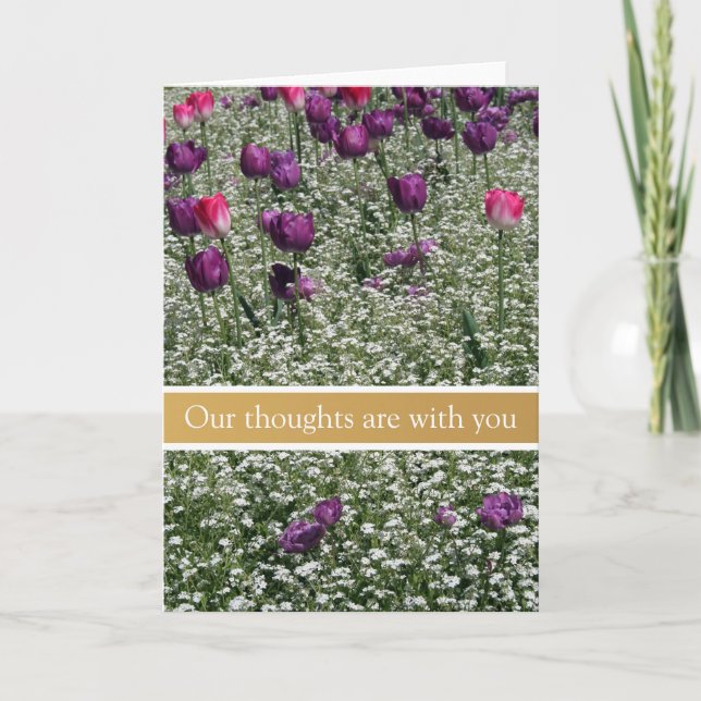 Tulips Friedlich Garden Condolences Sympathie Kart Dankeskarte (Vorderseite)