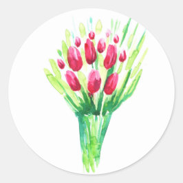 Tulips helle personalisierte Aufkleber. Blumenfarb Runder Aufkleber