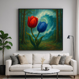 Tulips im Stile eines Pinselstrichs Poster