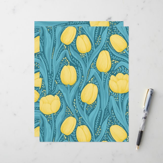 Tulips in blau und gelb (Vorderseite/Rückseite Beispiel)