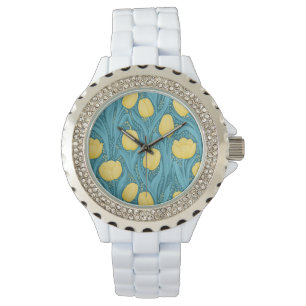 Tulips in blau und gelb armbanduhr