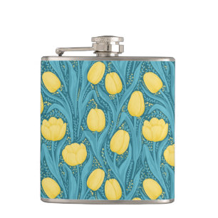 Tulips in blau und gelb flachmann