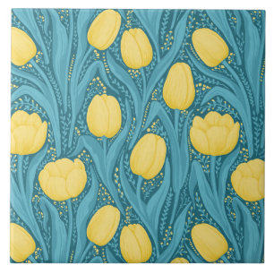 Tulips in blau und gelb fliese