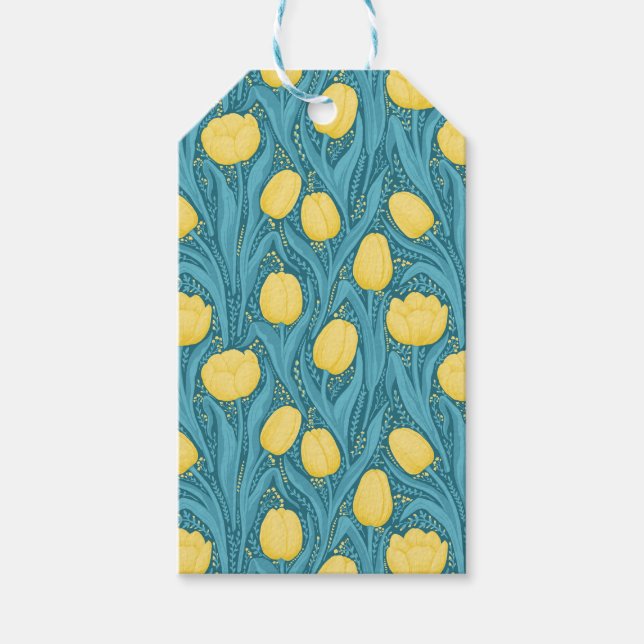 Tulips in blau und gelb geschenkanhänger (Vorderseite)