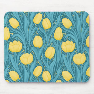 Tulips in blau und gelb mousepad