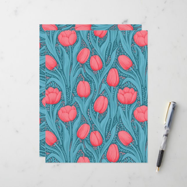 Tulips in blau und rot (Vorderseite/Rückseite Beispiel)