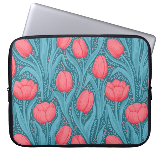 Tulips in blau und rot laptopschutzhülle (Vorderseite)