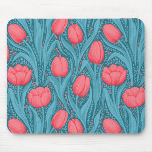 Tulips in blau und rot mousepad