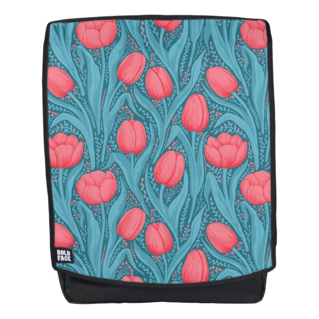 Tulips in blau und rot rucksack (Vorderseite)