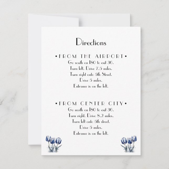 Tulips in Delft Blue benutzerdefinierbar RSVP Karte (Vorderseite)