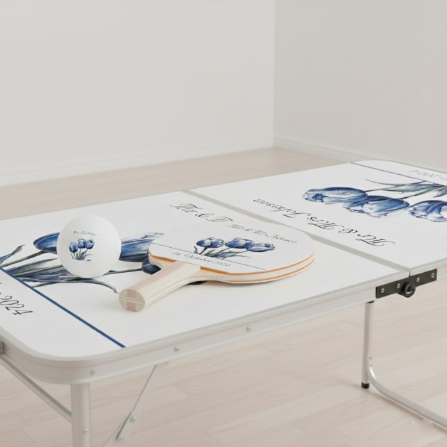 Tulips in Delft Blue benutzerdefinierbar Tischtennis Schläger (Von Creator hochgeladen)