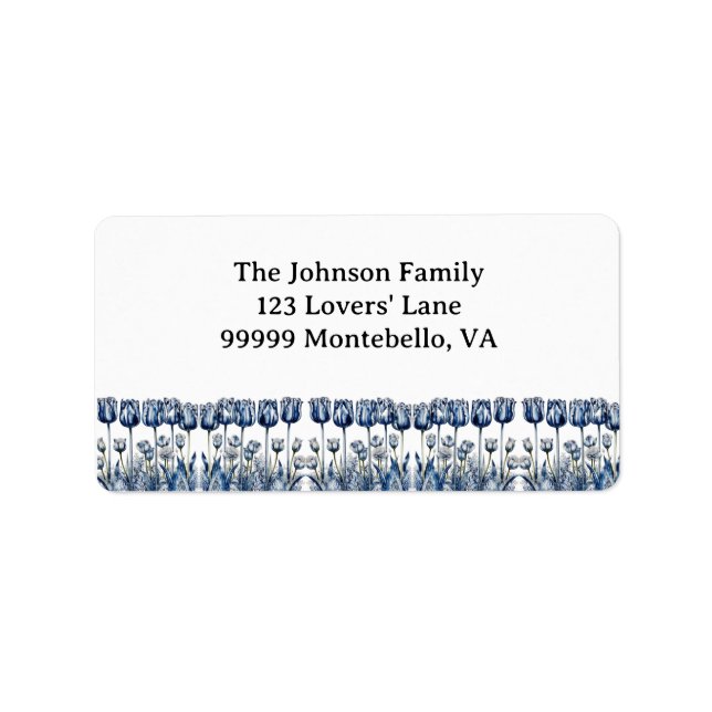 Tulips in Delft Blue mit benutzerdefinierbarem Lab Adressaufkleber (Vorne)