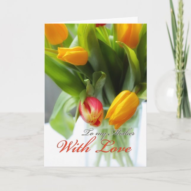 Tulips in der Vase, für die Mutter Karte (Vorderseite)