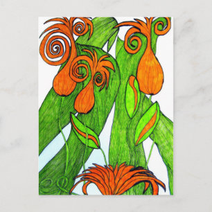 Tulips in orangefarbener Postkarte